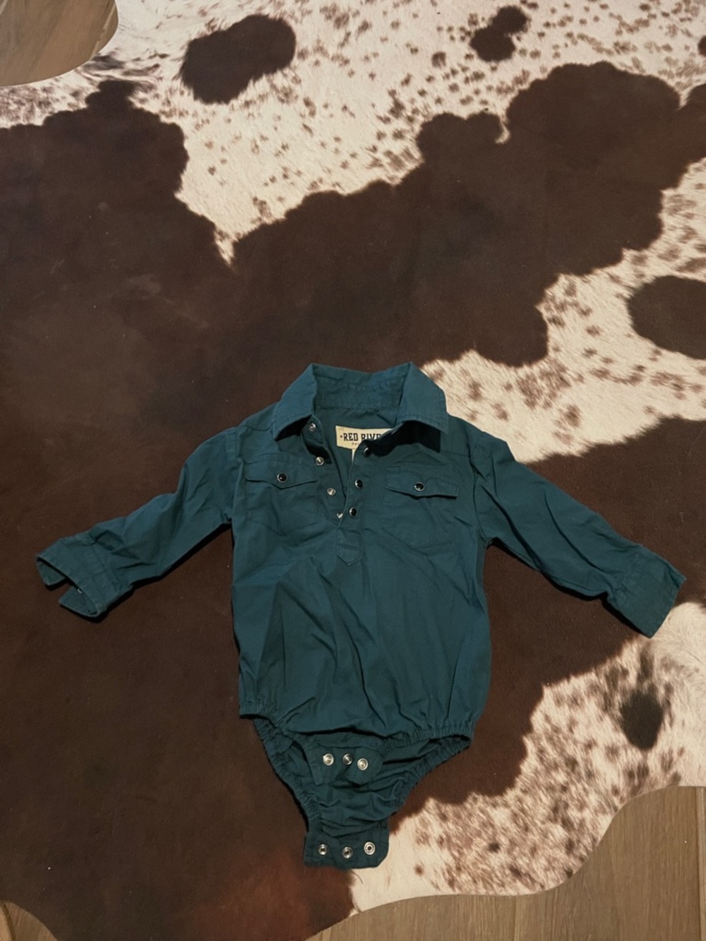 Red Kids Teal Button-Down Bodysuit